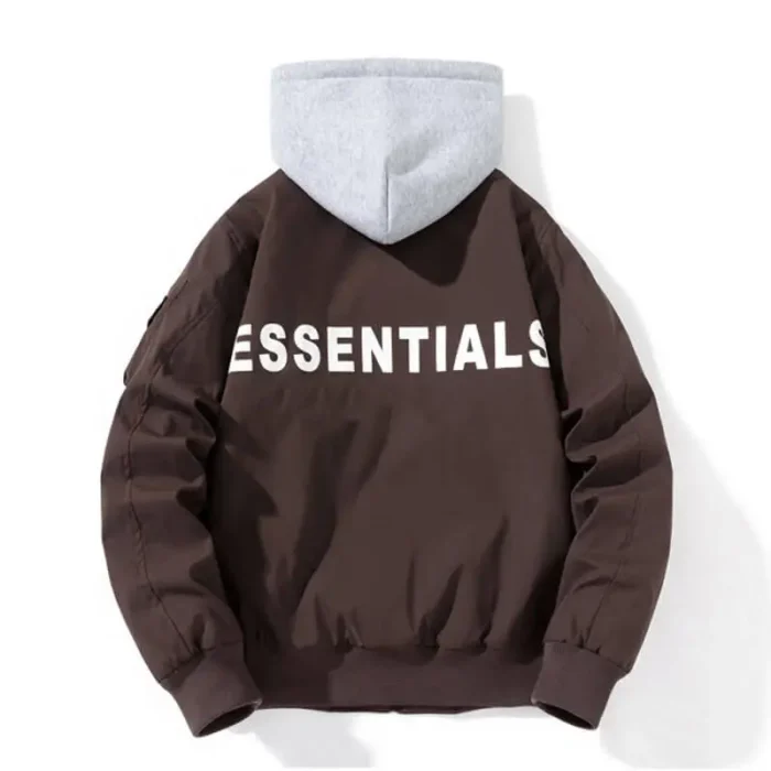 Hooded Brown Essentials Denim Jacket